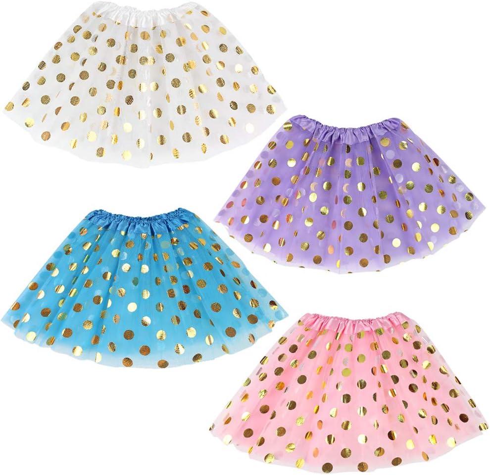 Koogel Tutu for Toddler Girls, 4PCS Toddler Tutu Dress Up Clothes Tulle Skirt for Birthday Princess Costume Party Favor