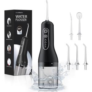 Water Flosser for Teeth Cordless: 260ML Portable Oral Irrigator with DIY Strength for Daily Oral and Braces Care, 4 Modes & 5 Jet Tips, 40-Day Battery, IPX7 Waterproof Dental Flosser for Home Travel