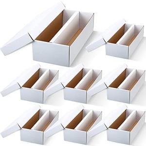 Yahenda 8 Pack Trading Card Storage Box, 1600 Standard Cardboard Storage Boxes Holds 2 Rows Trading Organizer for Gaming Basketball Baseball Football Hockey Sports Collecting Supplies (White)