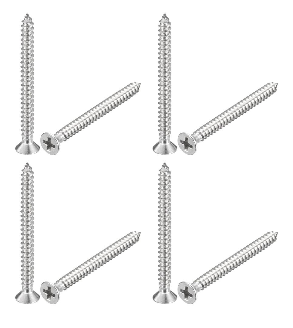 NACX KA 3 X 30mm Flat Head Self Tapping Screw, 304 Stainless Steel Phillips Cross Recessed Threaded Countersunk Wood Screws, 150PCS