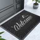 Yimobra Welcome Mat Outdoor Indoor, Waterproof Heavy Duty Front Door Mat Outside Entrance, Extra Sturdy Non-Slip Doormat, Low Profile, Dirt Trapping, 36x24 Inches, Black