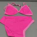 SUUKSESS Women Triangle High Cut Bikini Sets Sexy High Waisted Color Block Two Piece Swimsuits Push Up Bathing Suits(Pink Color Block, XL)