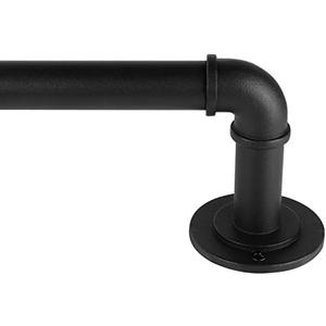 Industrial Curtain Rods for Windows 48 to 84 Inches, Blackout Wrap Around Curtain Rod, for Indoor and Outdoor, 7/8 Inch Diameter, 65 to 105 Inches, Black
