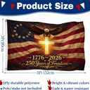 250 Anniversary USA Flag, Double Sided Waterproof Patriotic Eagle Cross Flag 1776-2026, Christian Outdoor Yard Decor (3x5ft)