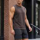 Men's Cotton Blend Workout Muscle Tank Top (Brown, XL)