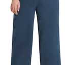 Weintee Women's Petite Wide Leg Sweatpants Petite Length, Size: Medium Petite (Dark Steel Blue)