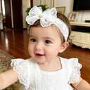 Baby Girls Headband White Bow Lace Headbands Soft Elastic Bowknot Hairbands Cute Hair Accessory for Newborn Kids Infant Toddler Baptism Birthday Party (Lace Flowers)