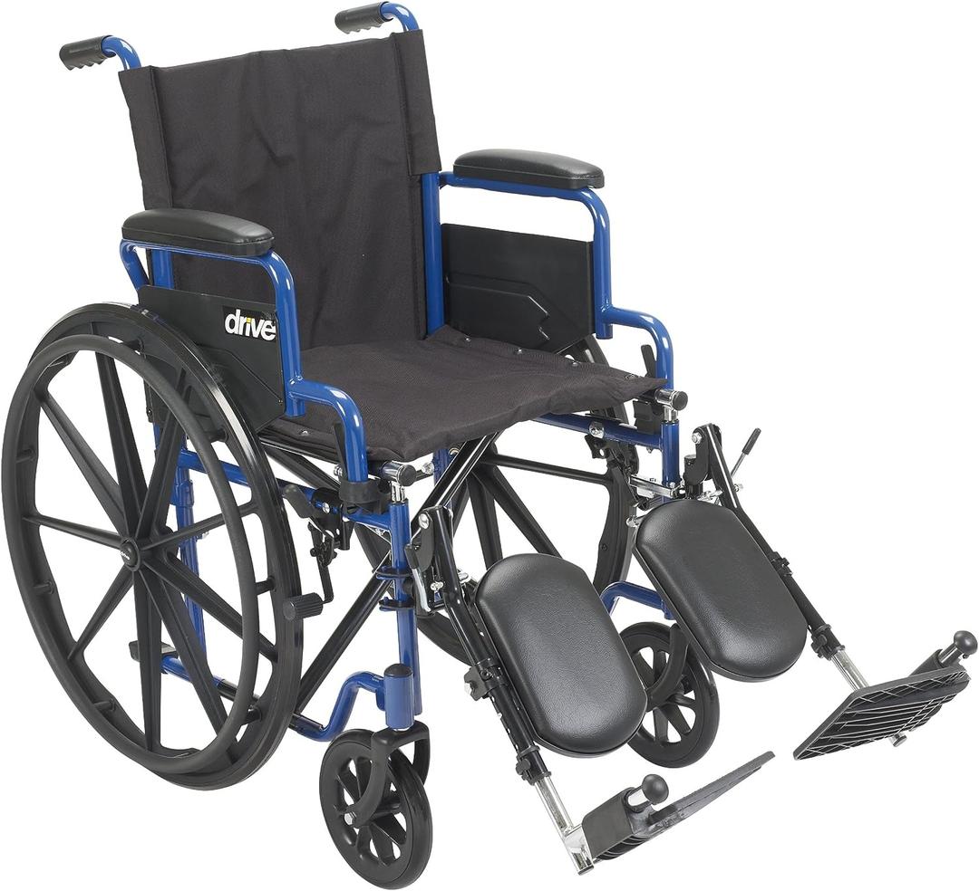 Drive Medical BLS18FBD-ELR Blue Streak Lightweight Wheelchair with Swing-Away Elevating Leg Rests and Flip-Back Arms (18 Inch)