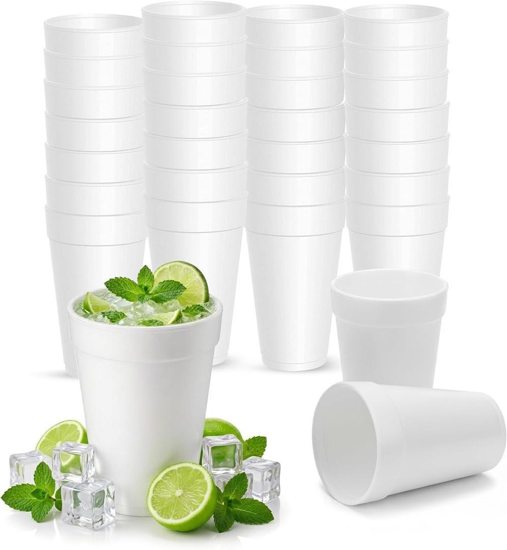 Concession Essentials 8 oz Foam Cups – 100 Count Pack – Insulated Disposable Hot & Cold Beverage Cups – Lightweight, Durable, Perfect for Coffee, Tea, Water & Concessions
