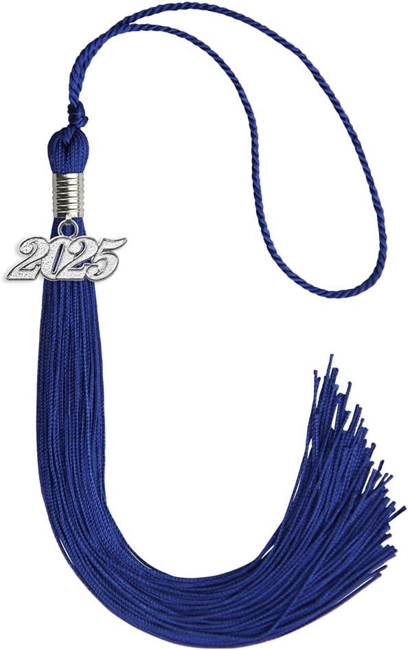 Endea Graduation Single Color Tassel with Silver Date Drop (Royal Blue, 2025), Pack of 4 