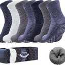Bulinlulu Fuzzy Socks with Grips Plush Sleep Cozy Winter Soft Hospital Fluffy Socks Gifts for Womens Mens Gifts Color:
Black/White/Grey/Navy/Brown