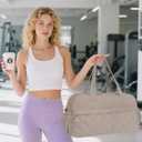 Quilted Puffer Duffle Bag for Women, Gym Bag Women, Ultra Lightweight Weekender Bags for Travel, Brown TILYMOL (37L)