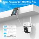 wansview Security Cameras Wireless Outdoor-2K Dual Lens Home Security Cameras, 360 View, Solar Panel Battery Powered, Color Night Vision, PIR Sensor, IP65 Waterproof, Work with Alexa, B7 2P White