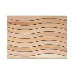 bingaai Cedar Wood Bath Mat 31.5" × 23.63", Wave Design Wood Shower Mat, Wood Bathroom Mat Non-Slip for Bathtub Sauna Spa Home, Wooden Floor Mat Large for Indoor and Outdoor Shower