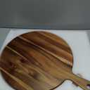 21"x16" XL Extra Large Acacia Wood Cutting Board with Handle Round Wooden Charcuterie Boards Meat Chopping Board Bread Serving Cheese Platter Big Pizza Cutting Boards for Kitchen Carving Butcher Board