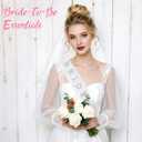 2 x Bride To Be Sash and Veil Set, Pearl Embellished Bride Sash for Bachelorette Party, White Wedding Essentials Accessories