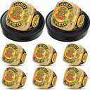 Highergo 6pcs Ugly Christmas Sweater Championship Trophy Ring Ugly Sweater Costume Contest Award with Display Neck Chain and Stand for Xmas Ugliest Sweater Contest Christmas Party Gift Competition