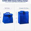 SUNNY BIRD Insulated Lunch Bag Rolltop Lunch Box Tote Lunchbox Bag for Women, Men, Adults and Kids (Blue)