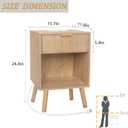 Fultyle Wood Nightstand with Charging Station, Bedside Table with Fluted Drawers and Outlet, Boho Night Stand for Bedroom, Living Room, Office (Rustic Walnut), 11.8 inches x 15.7 inches x 24.4 inches
