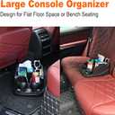 Universal Center Console Organizer for Truck Bench Seat & SUV, Truck Floor Console with Expandable Cup Holders, Fits Silverado Minivan, Stable Transmission Hump Storage Box for Car Backseat (Black)