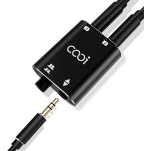COOIDEA 3.5mm Stereo Audio Switcher1 in 2 Out /2 in 1 Out with 3.5mm Audio Cable, 2 Ports AUX Audio Speaker Selector for PC Phone Laptop Headphone
