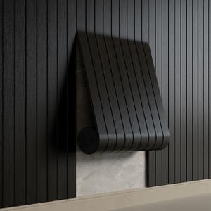 YU LI 3DH Peel and Stick PVC Slat Wall Panel 118"x15.75" Self-Adhesive Thick Faux Black Wood Grain Wallpaper Panel 3D Soundproof Wall Panels for Walls & Ceilings