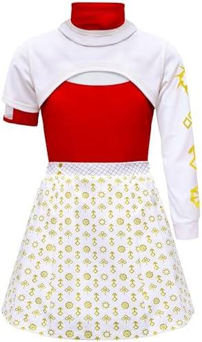 Iowillar Zombie Girls Costume Kids Character Halloween Cosplay Cheerleader Mesh Top Pant Hooded Coat 3PCS Uniform Outfits Size 160