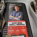 GreenPan x Bobby Flay Cast Iron Pre-Seasoned 16.5 x 9.5 Reversible Double Burner Griddle, Rectangular Grill, Helper Handles, Induction, Versatile Stovetop Oven BBQ & Fire, Indoor & Outdoor Use, Black
