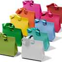 Vitalizart Paper Gift Bags With Ribbon Handles Set of 10 Assorted Colors Bulk Reusable For Gift Wrap Girls Kids Birthday Bridal Shower Party Favors Goodie Bags Candy Christmas 7.87"x3.54"x7.09" Small