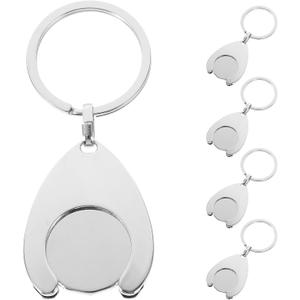 TOYANDONA 5pcs Quarter Holder Keychain: Shopping Cart Token Trolley Coin Keyring - Zinc Alloy Key Ring for Grocery Carts - Portable Mini Coin Holder for Bags Backpacks Keys