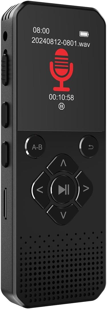 64GB Digital Voice Recorder Voice Activated Recorder with Playback & Noise Reduction for Crystal Clear HD Audio Portable Dictaphone for Lectures, Meetings, Interviews