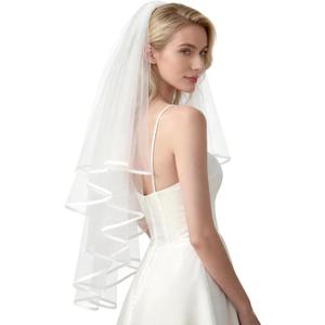 Wedding Veil,Bridal Veil,Veils for Women Wedding,2 Tiers White Bridal Veils with Comb,Tulle Veils for Brides