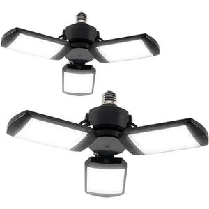LED Garage Lights - 4000 Lumen 6500K Daylight 40W, Deformable Three Leaf Garage Organization Ceiling Lighting, Pack of 2