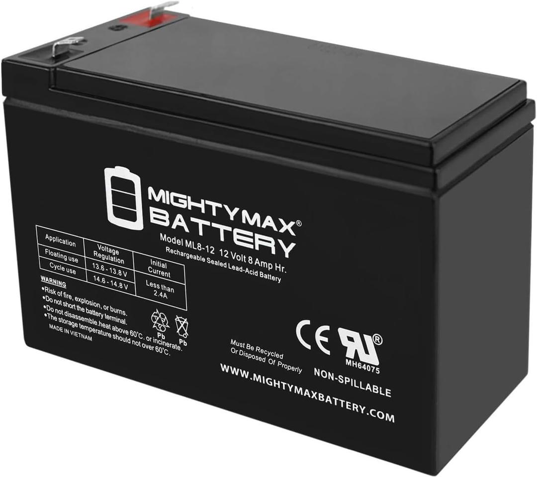 ML8-12 - 12 Volt 8 AH, F1 Terminal, Rechargeable SLA AGM Battery