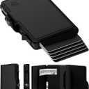Conceal Plus Mens Wallet Card Holder, Smart Pop Up RFID Blocking Wallet, Slim Minimalist Leather Front Pocket Card Case, 6-10 Card Capacity Plus Cash Slot & ID (Black Genuine Leather)