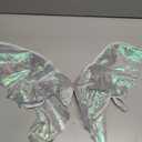 Fairy Wings for Adults and Girls，Fairy Costume Set with Floral Garland, Fairy Hair Tinsel, Wand & Elf Ears – 29"x21" Organza Butterfly Wings – Ideal for Cosplay, Party, Silver