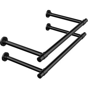 2 Pack Clothes Rack for Hanging Clothes, Heavy Duty Round Metal Clothing Rack, 48'' Modern Style Garment Bar Closet Rod, Saving Wall Mounted Clothes Hanger for Laundry Room, Closet, Matte Black