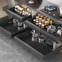 4 Pack Pull Out Cabinet Organizer 21" Deep,Full Extension 3 Slide Rails Slide Out Drawers With Raising Pad for Framed Cabinets,Expandable Width (15.4"-26.2"),No Drill Roll Out Shelves,Black