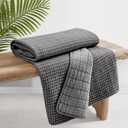 Levtex Home - Mills Waffle - Throw - Charcoal Cotton Waffle - Throw Size 50 x 60in.