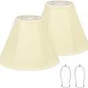 Bell Lamp Shades Set of 2, Cream Fabric Lampshades Medium Shade Replacement, 6"Top x 13"Bottom x 10"High, Natural Linen Hand Crafted(Spider Fitter), Harp Holders Included, Easy Assembly Required