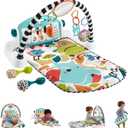 Fisher-Price Baby Musical Toy Set Glow and Grow Kick & Play Piano Gym Blue Playmat with 2 Rattle Maracas for Newborns Ages 0+ Months