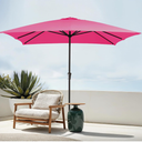 JEAREY 8x10 ft Rectangular Patio Umbrellas Outdoor Table Market Umbrella w/Crank, 8 Sturdy Ribs, UV Protection Waterproof Sunproof for Garden, Deck, Backyard, Pool(Teal Blue)