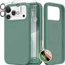 GONEZ Magnetic for iPhone 17 Pro Case, Compatible with MagSafe, [Screen Protector + Camera Lens Protector], Liquid Silicone Anti-Scratch Shockproof Protective Phone Case 6.3 inch, Midnight Green