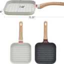 Grill Pan with Lid Non Stick Griddle Pan for Stove Top Indoor Cooking Steak Pan Square Aluminum Skillet Grilling Induction Compatible with Tong Gray 7.48 inches