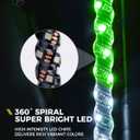Xprite 1PC 5FT Green White Red Spiral LED Whip Lights with Built-in Spring Base, Safety Lighted Antenna Whip w/American Mexico Flag, Compatible with SXS ATV UTV Polaris RZR Truck Jeep