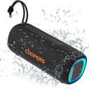 Bluetooth Speaker, Portable Wireless Clear Loud Stereo Sound IPX5 Waterproof with RGB Lights BT5.3 Long Playtime TWS Pairing,for Home Party Outdoor Beach,Great Gift Choice (Black)