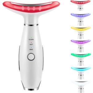 XMXW 7 Color True Beauty Glow Facial Massager, Red-Light-Therapy Wand for Facial Skin Care, Vibrating Massager for Face and Neck, Galvanic Facial Machine, Lymphatic Drainage Massager Face