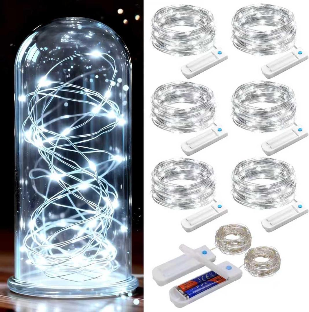 ZNYCYE 50 LED Fairy Lights with Timer, 6 Pack 8.2Ft 8 Modes Battery Operated Fairy Lights, Mini Led String Lights for DIY Wedding Bedroom Mason Jar Vases Table Party Christmas Decoration (Cool White)