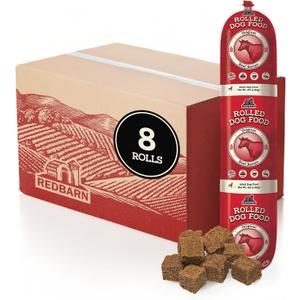Redbarn Premium Semi-Moist Rolled Dog Food, Beef Recipe, 4lb, 8 Rolls (EXP 01/28/28)