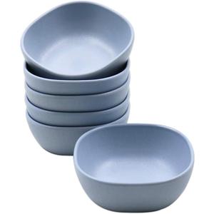 5PCS 4.5 OZ Small Dessert Bowls, 3.7 x 3.7 x 1.2 In Stacked Pinch Bowls, Wheat Straw Mini Prep Bowls, Unbreakable Dipping Saucers for Side Dishes, Seasoning, Snack, Appetizer (Blue)